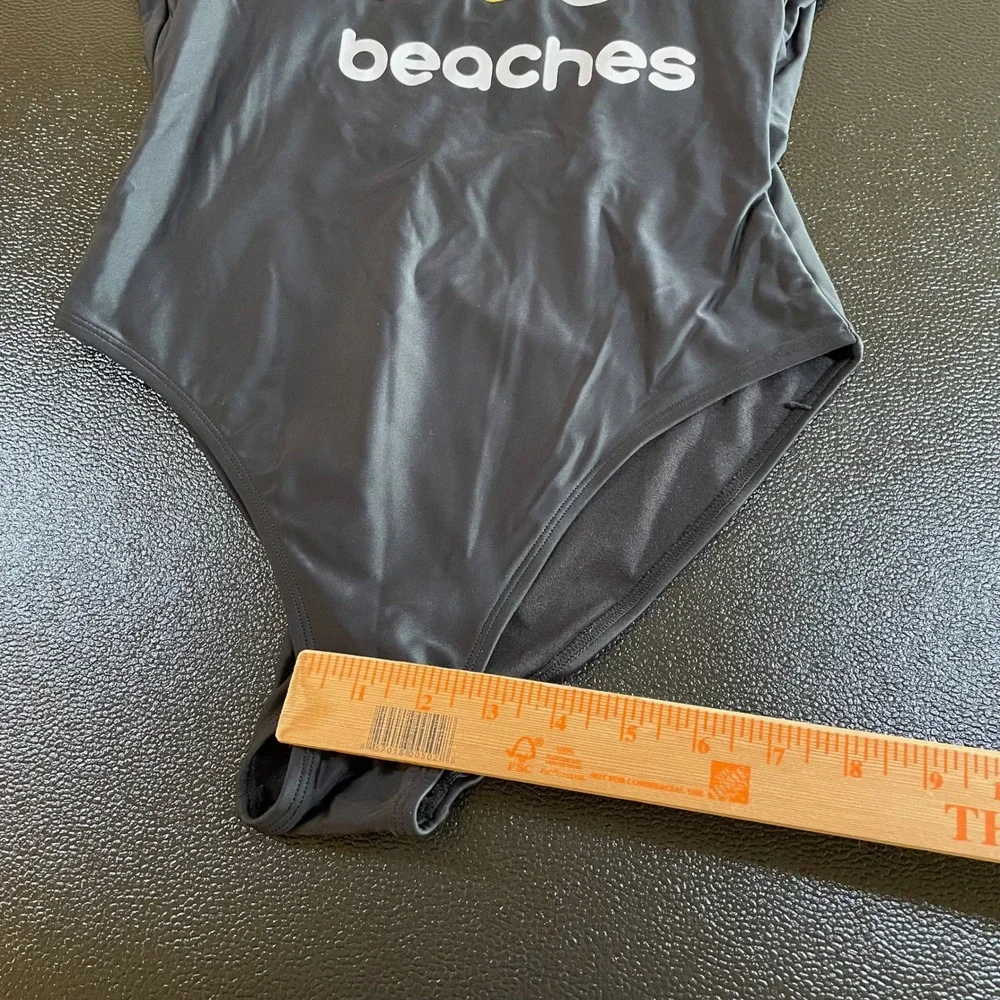 Adios Beaches One Piece Swimsuit Graphic Lemon Print Noo Boundaries Womens Small